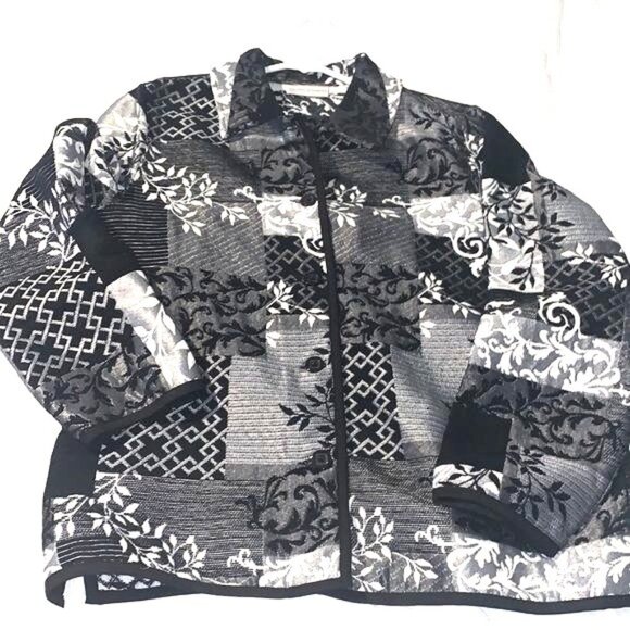 Drapers & Damons Womens Floral Patchwork Jacket Black & White - Picture 2 of 11